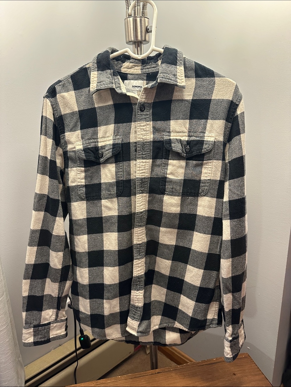 Sonoma Black & White Buffalo Plaid Button-Down Shirt